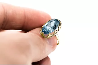 Пръстен Аквамарин 14K жълто злато Винтидж стил vrc253y